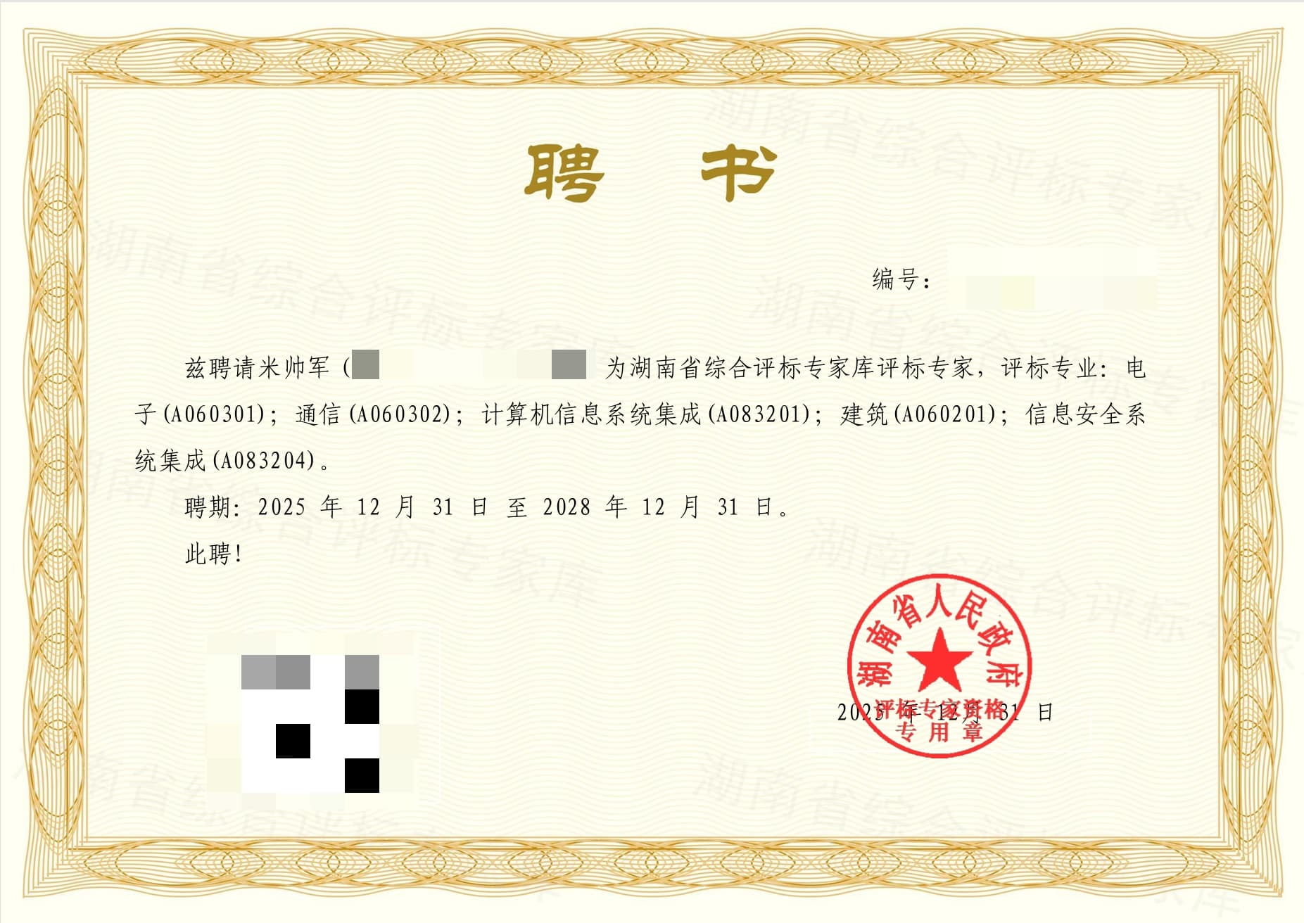 Redacted public Hunan tender evaluation expert appointment